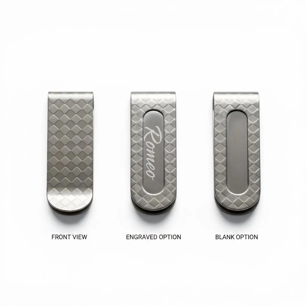 Silver Geometric Finish Personalised Money Clip