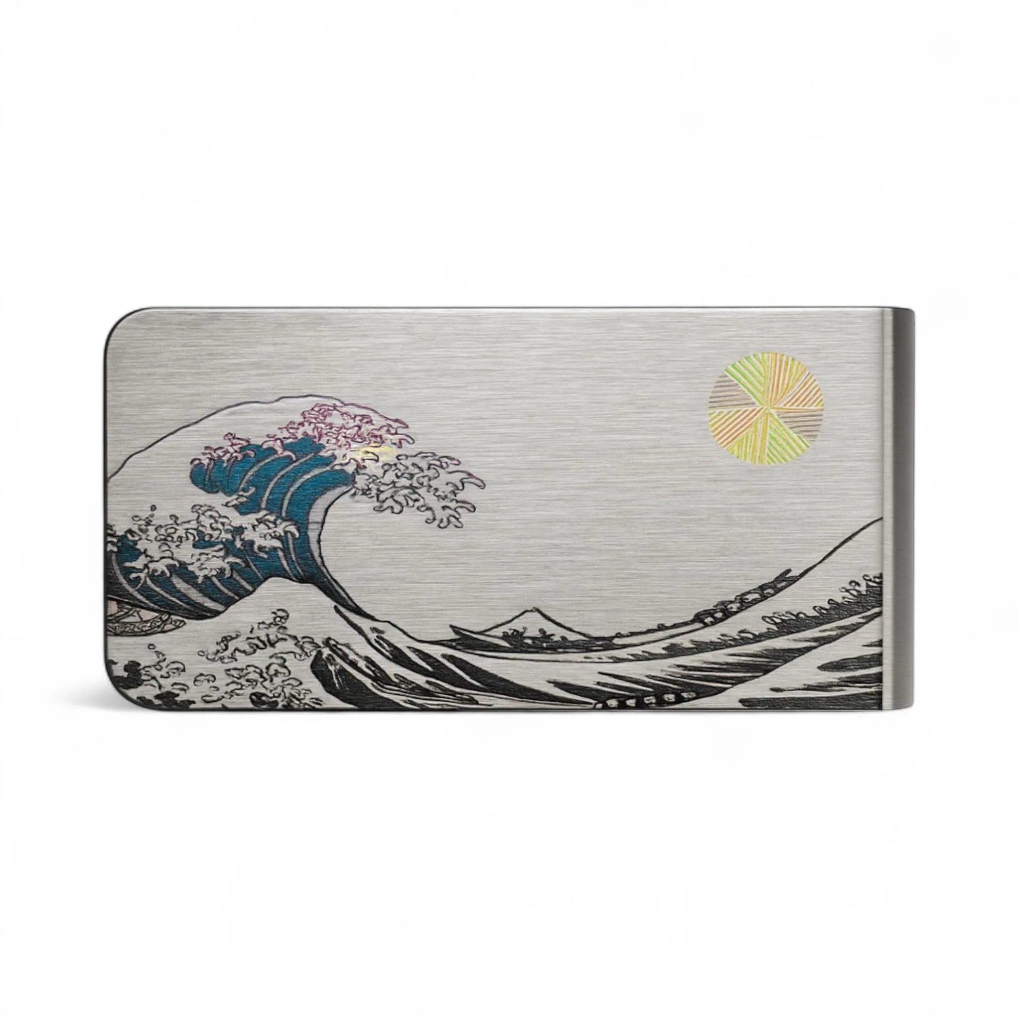 Seigaiha Waves and Sun Personalised Money Clip
