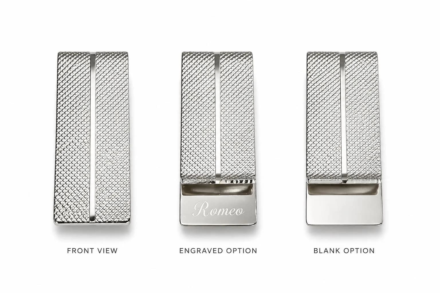 Silver Textured Personalised Money Clip