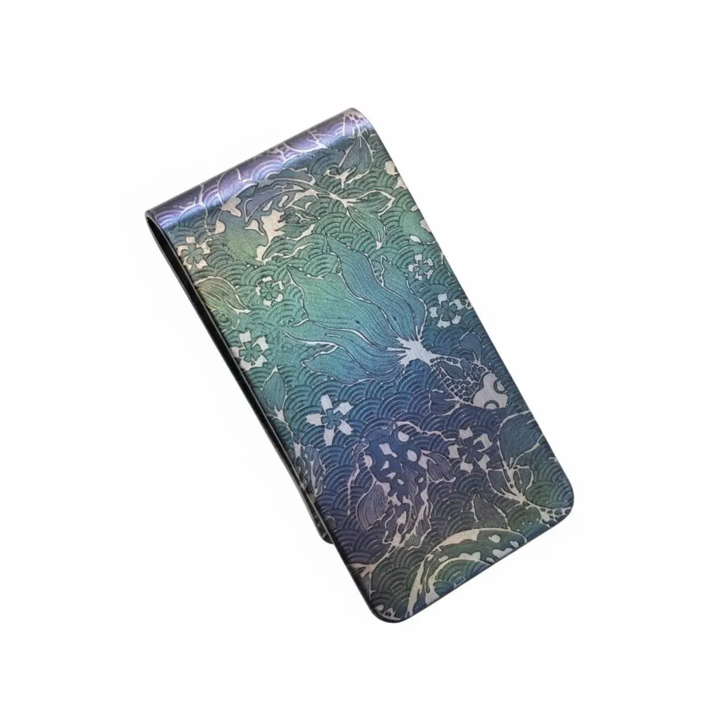 Koi Fish in Seigaiha Waves Personalised Money Clip