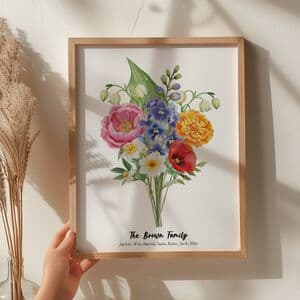 Personalised Birth Flower Family Print
