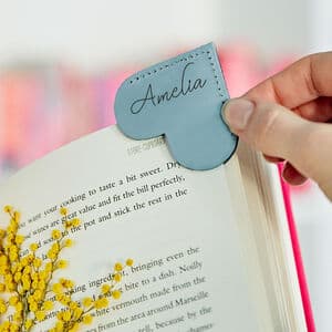 Personalised Leather Heart Page Corner Bookmark