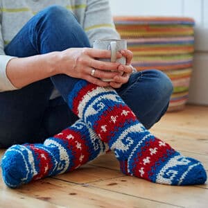 Fair Trade Hand Knitted Scandi Woollen Socks Size Large
