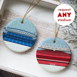 Any Football Stadium Snow Scene Illustrated Christmas Decoration