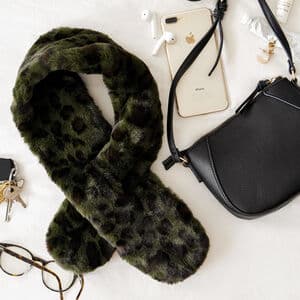 Forest Leopard Faux Fur Scarf