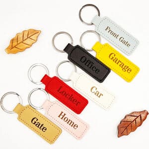 Personalised Faux Leather Keyring Keychain – Custom Engraved Gift