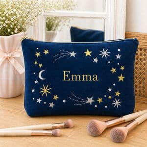Personalised Embroidered Christmas Velvet Make Up Bag Accessories Pouch Gift