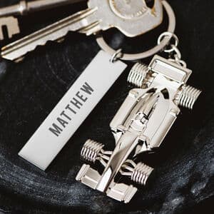 Personalised F1 Car Keyring Gift For Him Or Her