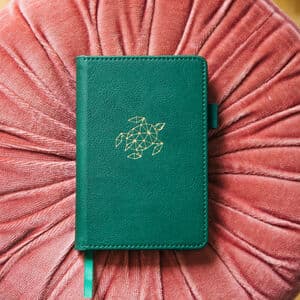 Green Turtle A6 Lined Journal With Strap, Bookmark And Pen Holder