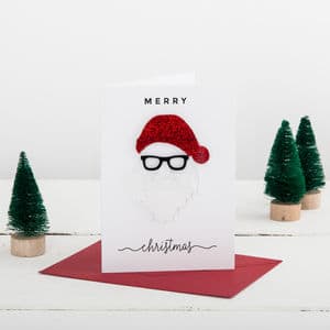 Merry Christmas Santa Hat And Beard Novelty 3D Card