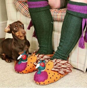 Freddie The Pheasant Adult Felt Slippers