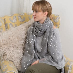 Stars Silver And Rose Gold Foil Scarf