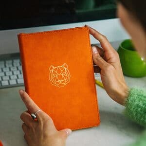 Orange Tiger A5 Journal With Strap, Bookmark And Pen Holder